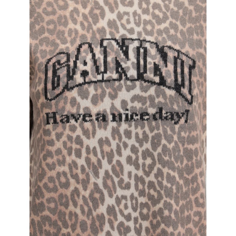 Ganni Leopard print short sleeve Sweater -   -  Ganni.