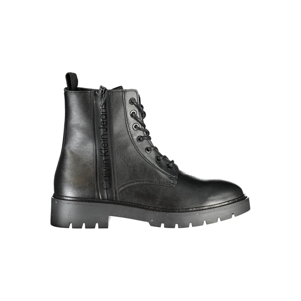 Calvin Klein Sleek Black Ankle Boots with Laces and Zip Detail -   -  Calvin Klein.