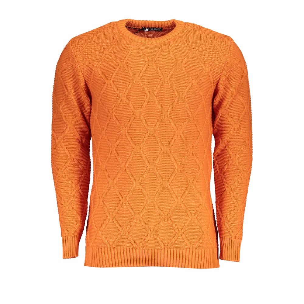 U.S. Grand Polo Orange Diamond Pattern Crew Neck Sweater -   -  U.S. Grand Polo.