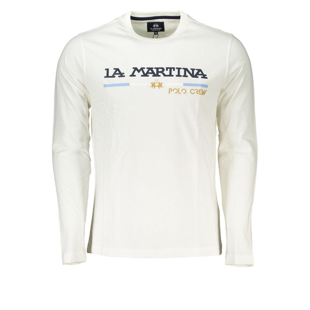 La Martina Chic Crew Neck Embroidered White Tee -   -  La Martina.