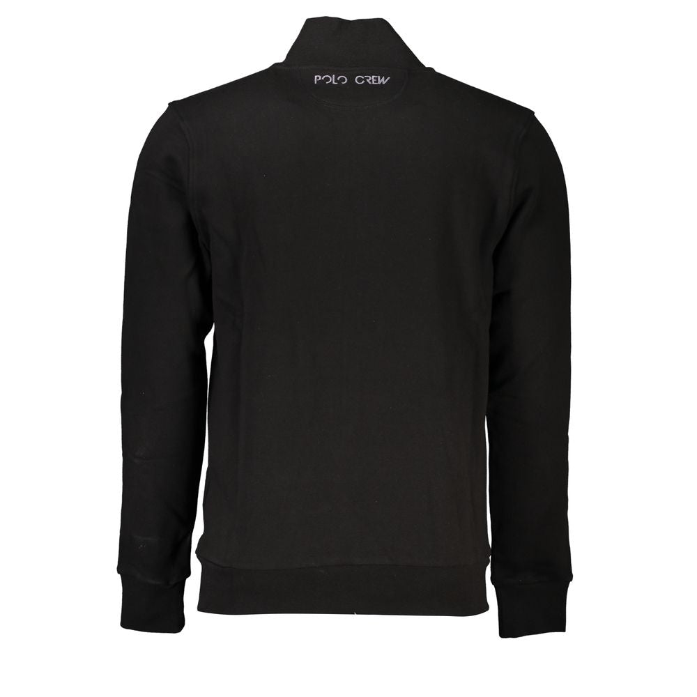 La Martina Sleek Black Cotton Zip Sweater -   -  La Martina.
