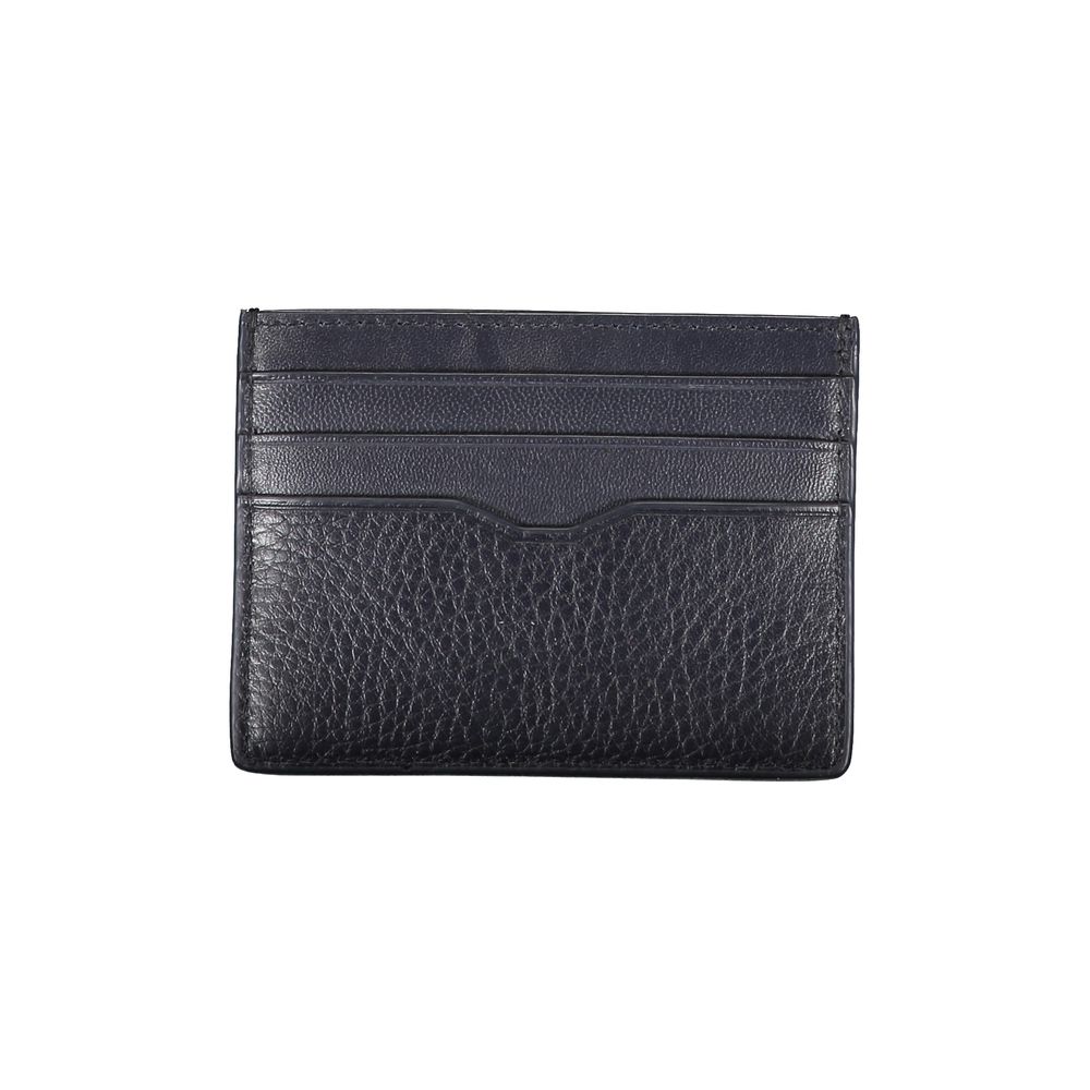 Tommy Hilfiger Sleek Blue Leather Card Holder with Contrast Details -  Leather Card Holder for Men -  Tommy Hilfiger.