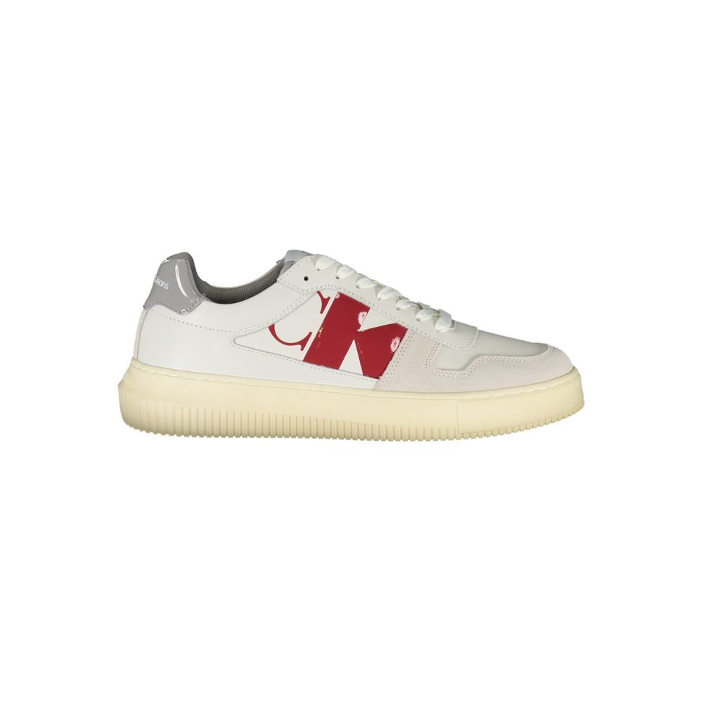 Calvin Klein Sleek White Lace-Up Sneakers with Contrast Details -   -  Calvin Klein.