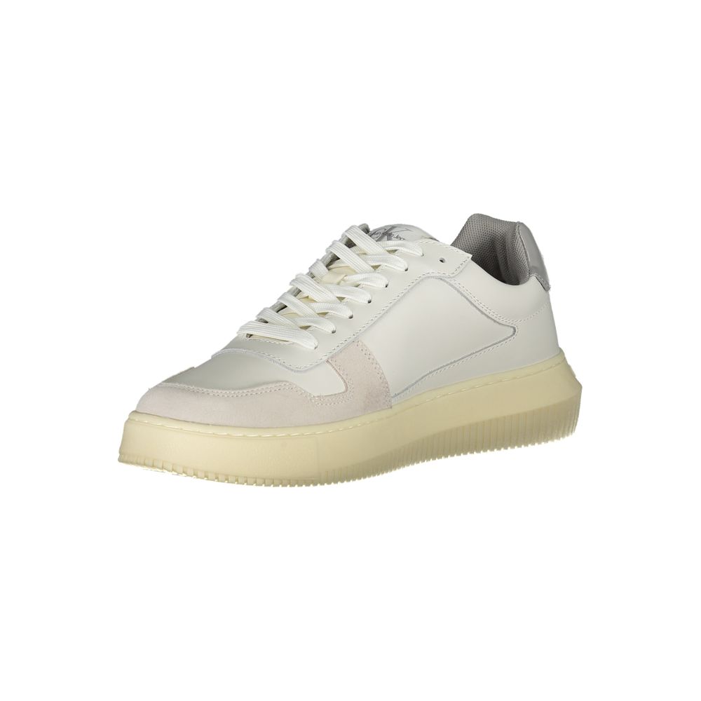 Calvin Klein Sleek White Lace-Up Sneakers with Contrast Details -   -  Calvin Klein.