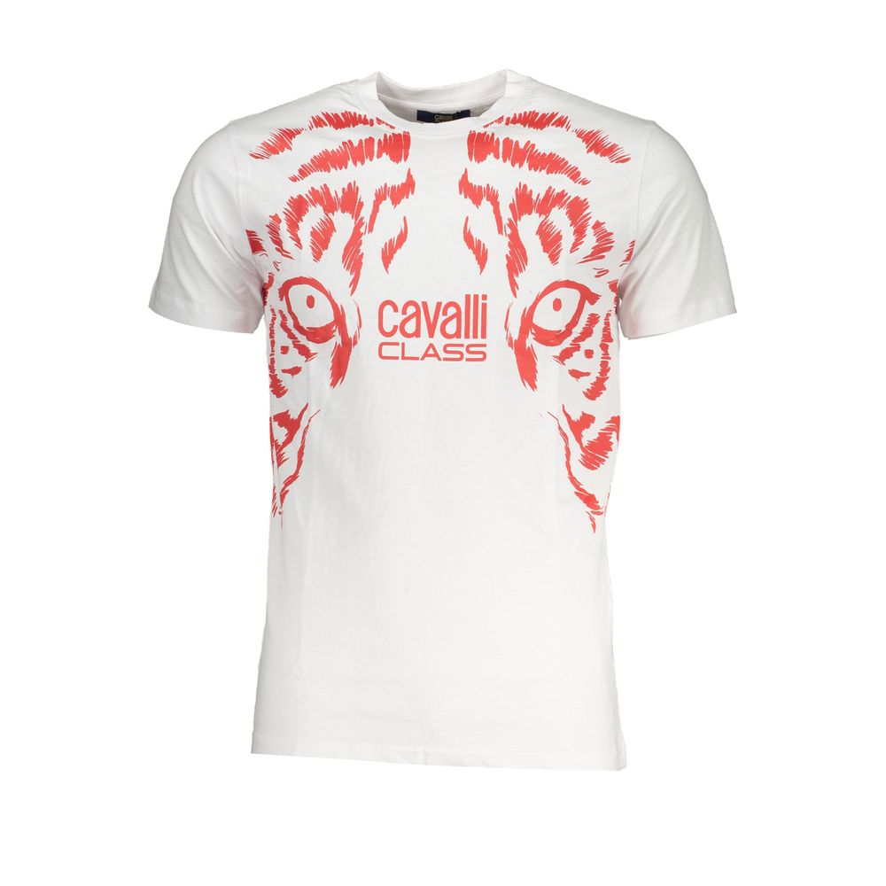 Cavalli Class White Cotton T-Shirt -   -  Cavalli Class.