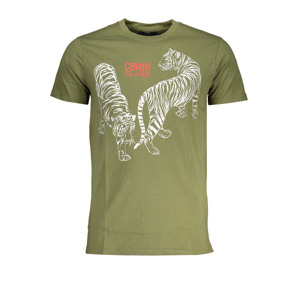 Cavalli Class Green Cotton T-Shirt -   -  Cavalli Class.