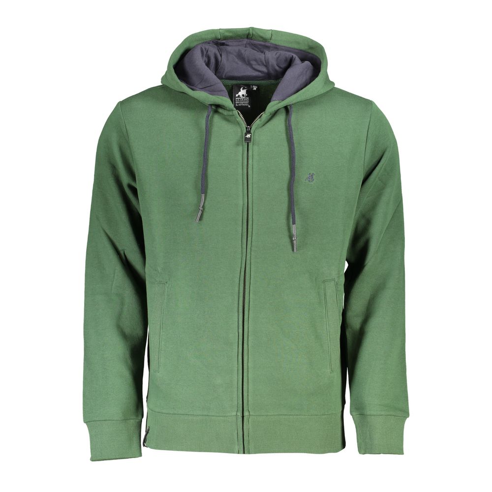 U.S. Grand Polo Chic Green Hooded Sweatshirt with Elegant Embroidery -   -  U.S. Grand Polo.