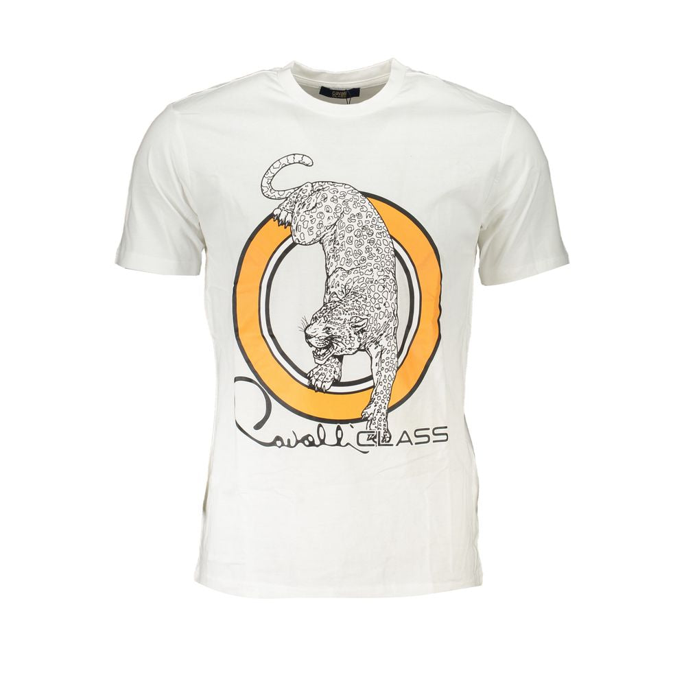 Cavalli Class White Cotton T-Shirt -   -  Cavalli Class.