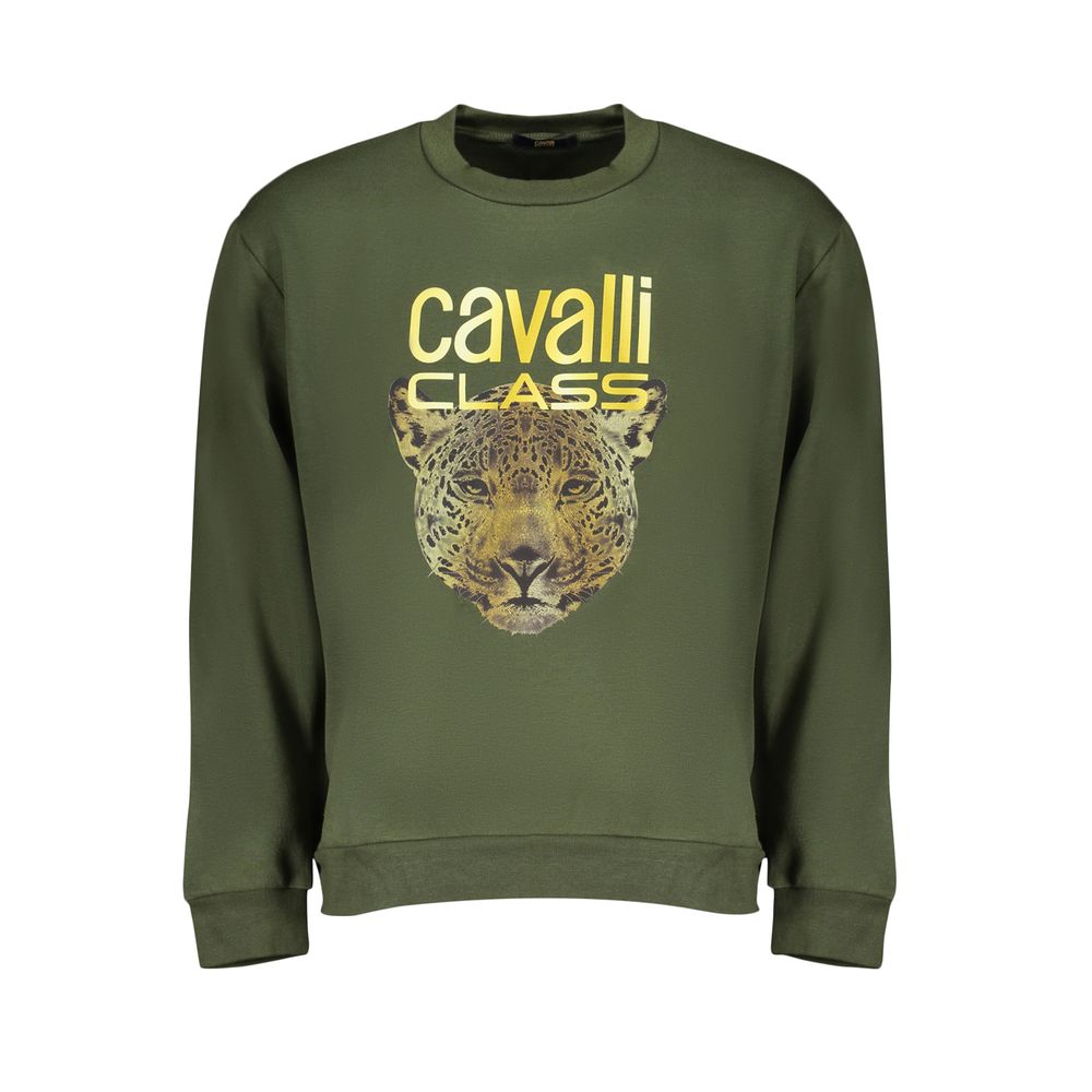 Cavalli Class Elegant Green Fleece Crew Neck Sweatshirt -   -  Cavalli Class.
