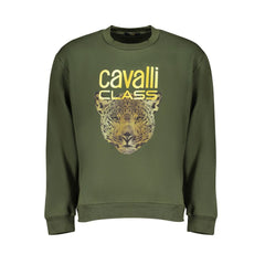 Cavalli Class Elegant Green Fleece Crew Neck Sweatshirt -   -  Cavalli Class.