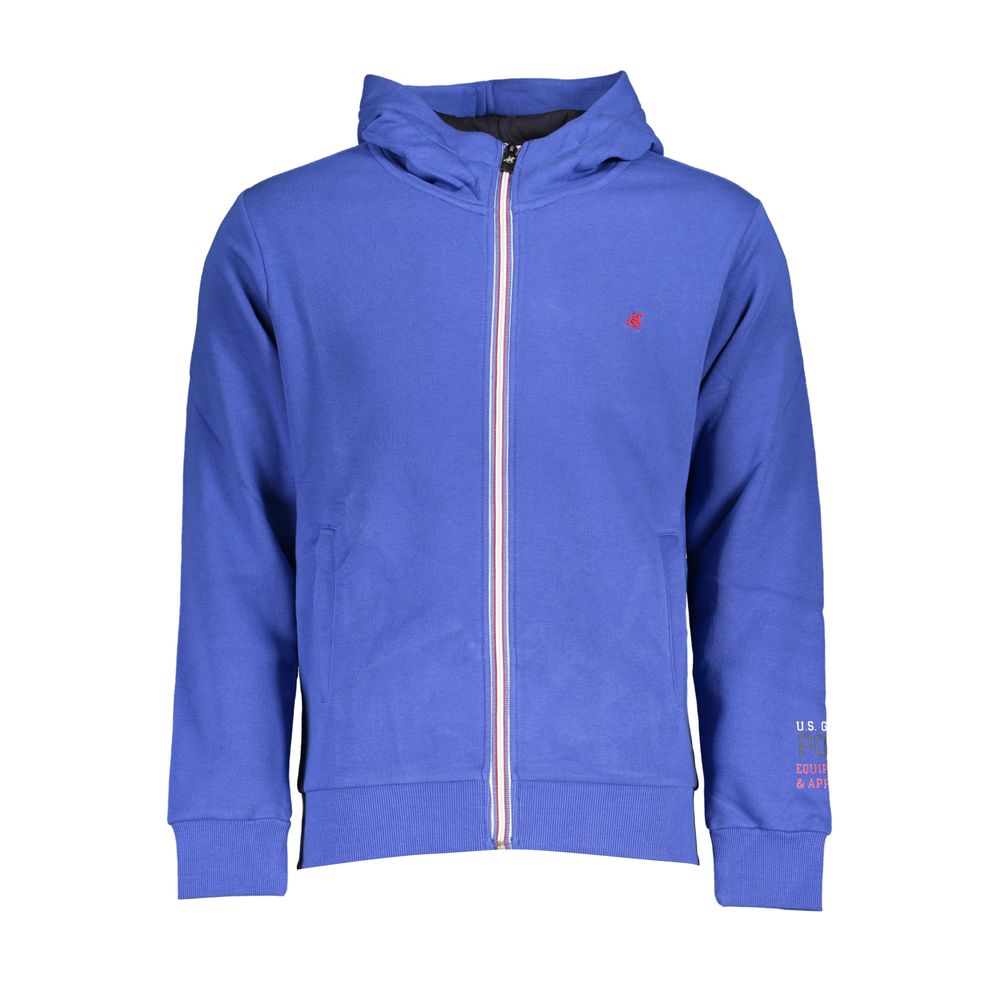 U.S. Grand Polo Chic Blue Hooded Fleece Sweatshirt with Embroidery -   -  U.S. Grand Polo.