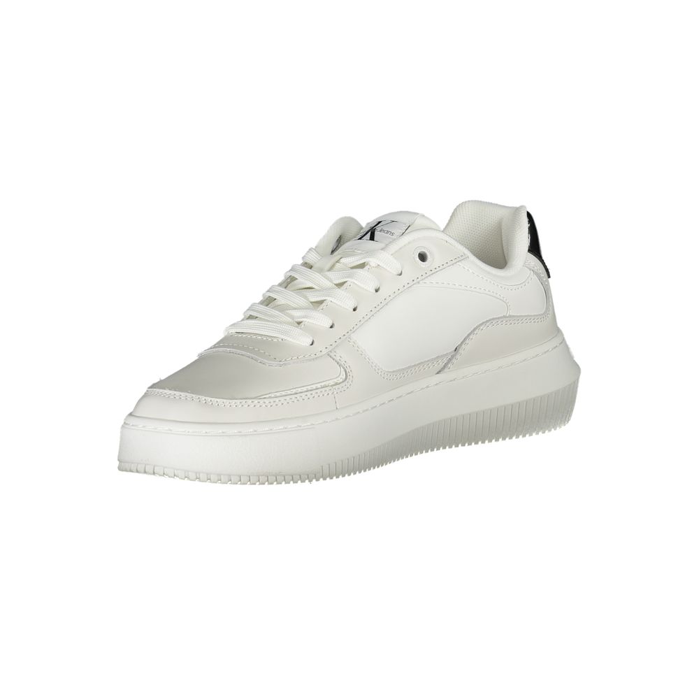 Calvin Klein Sleek White Lace-Up Sneakers with Contrast Details -   -  Calvin Klein.