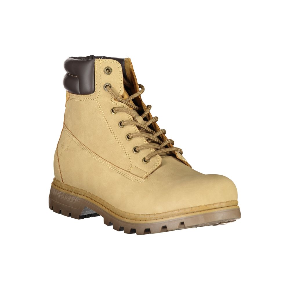 Carrera Dapper Beige Lace-Up Boots with Contrast Detailing -   -  Carrera.