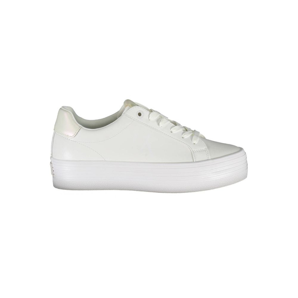 Calvin Klein Sleek White Lace-Up Sneakers with Contrast Detail -   -  Calvin Klein.