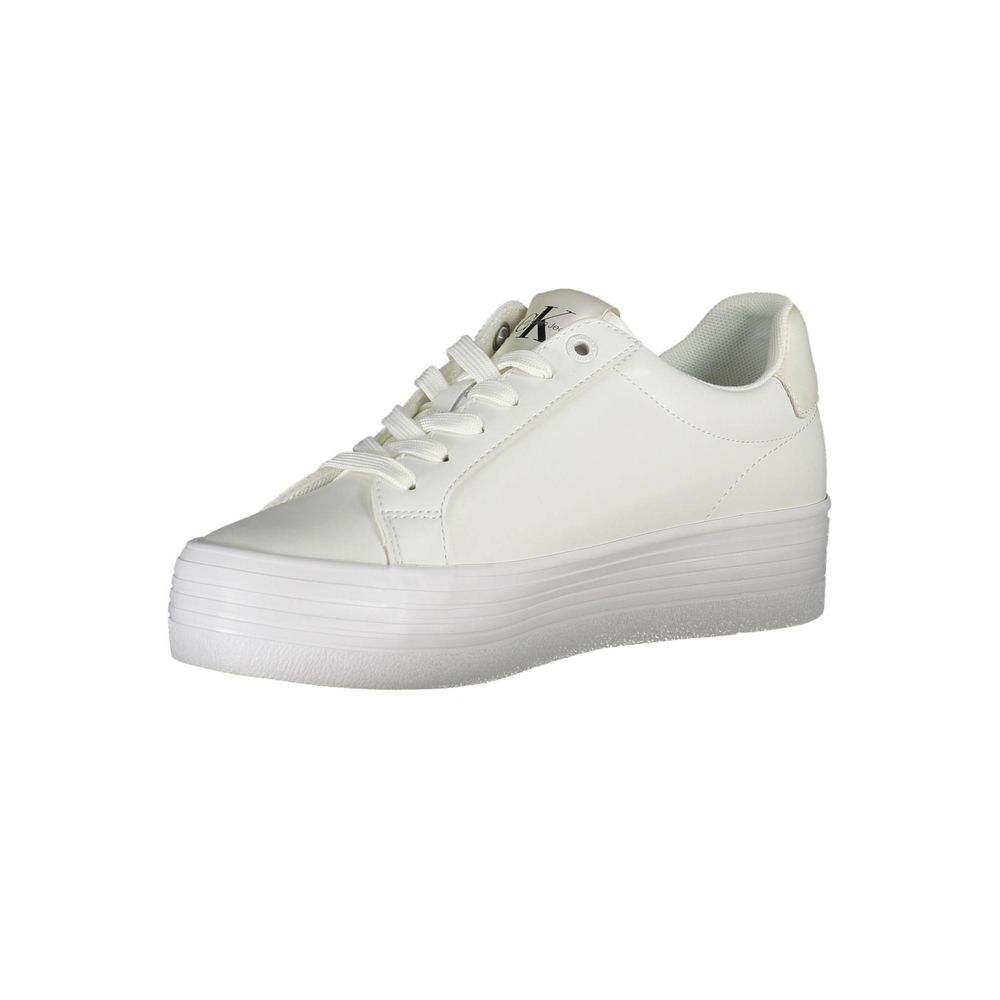 Calvin Klein Sleek White Lace-Up Sneakers with Contrast Detail -   -  Calvin Klein.