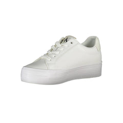 Calvin Klein Sleek White Lace-Up Sneakers with Contrast Detail -   -  Calvin Klein.