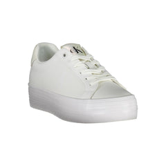 Calvin Klein Sleek White Lace-Up Sneakers with Contrast Detail -   -  Calvin Klein.