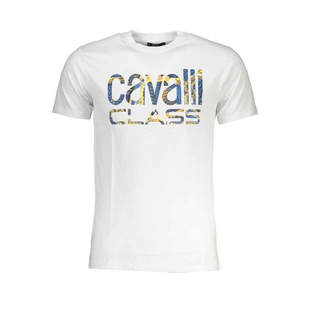 Cavalli Class White Cotton T-Shirt -   -  Cavalli Class.