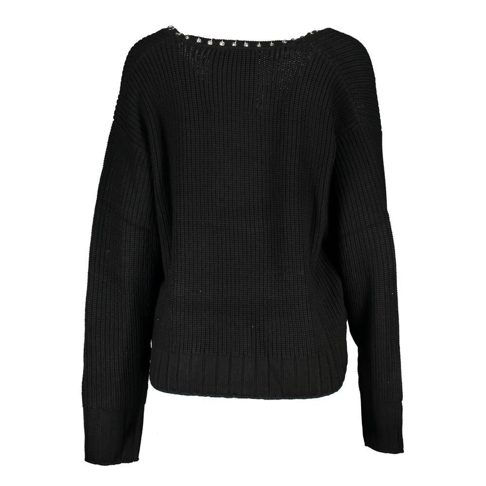 Patrizia Pepe Elegant Long Sleeved V-Neck Sweater with Chic Details -   -  Patrizia Pepe.