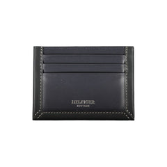 Tommy Hilfiger Sleek Blue Leather Card Holder with Contrast Detail -  Leather Card Holder for Men -  Tommy Hilfiger.