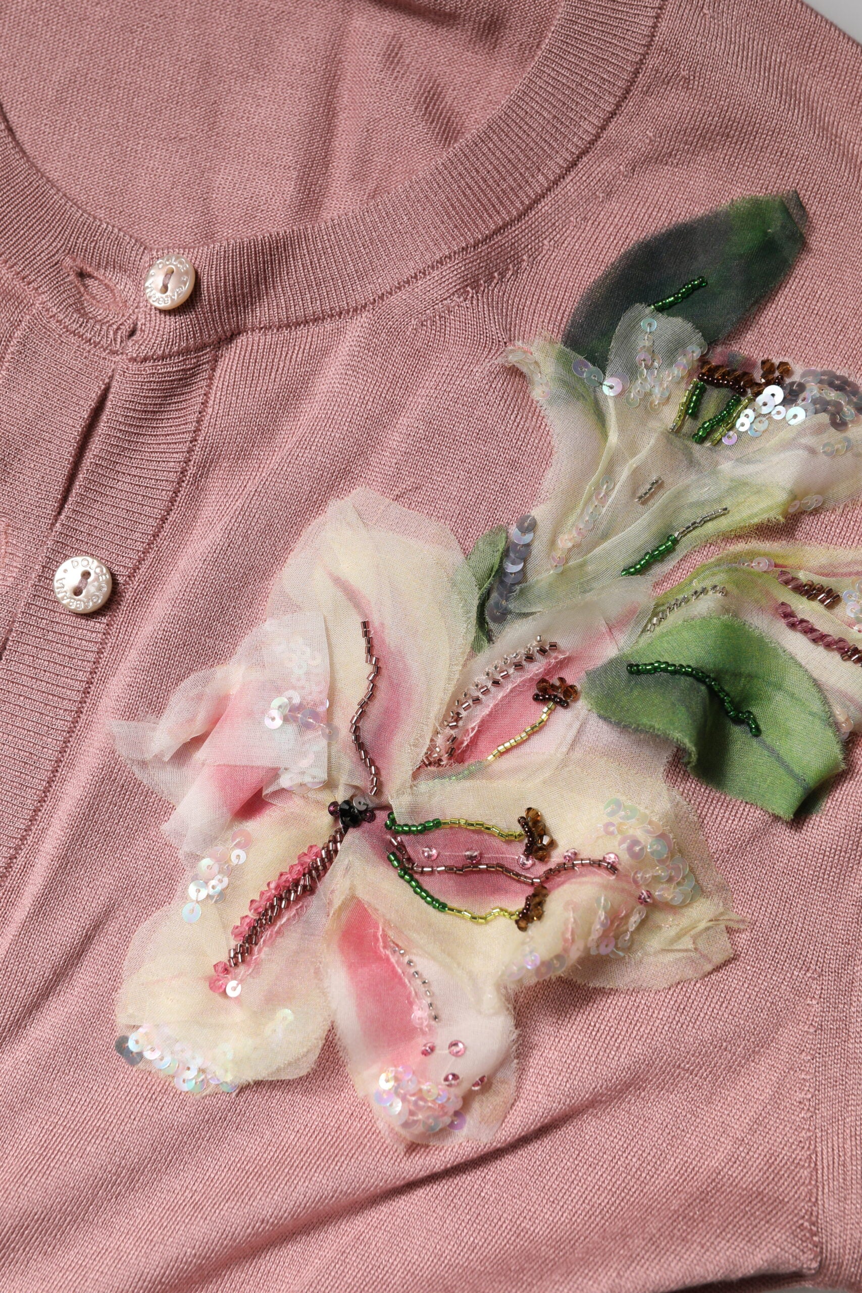 Dolce & Gabbana Pink Silk Knit Button Down Cardigan Sweater -   -  Dolce & Gabbana.