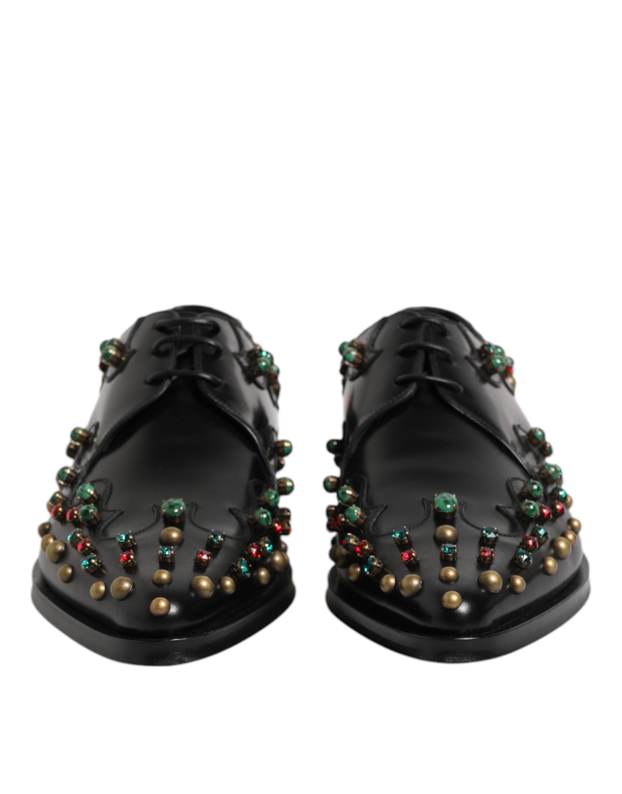 Dolce & Gabbana Black Leather Derby Dress Studded Shoes -   -  Dolce & Gabbana.