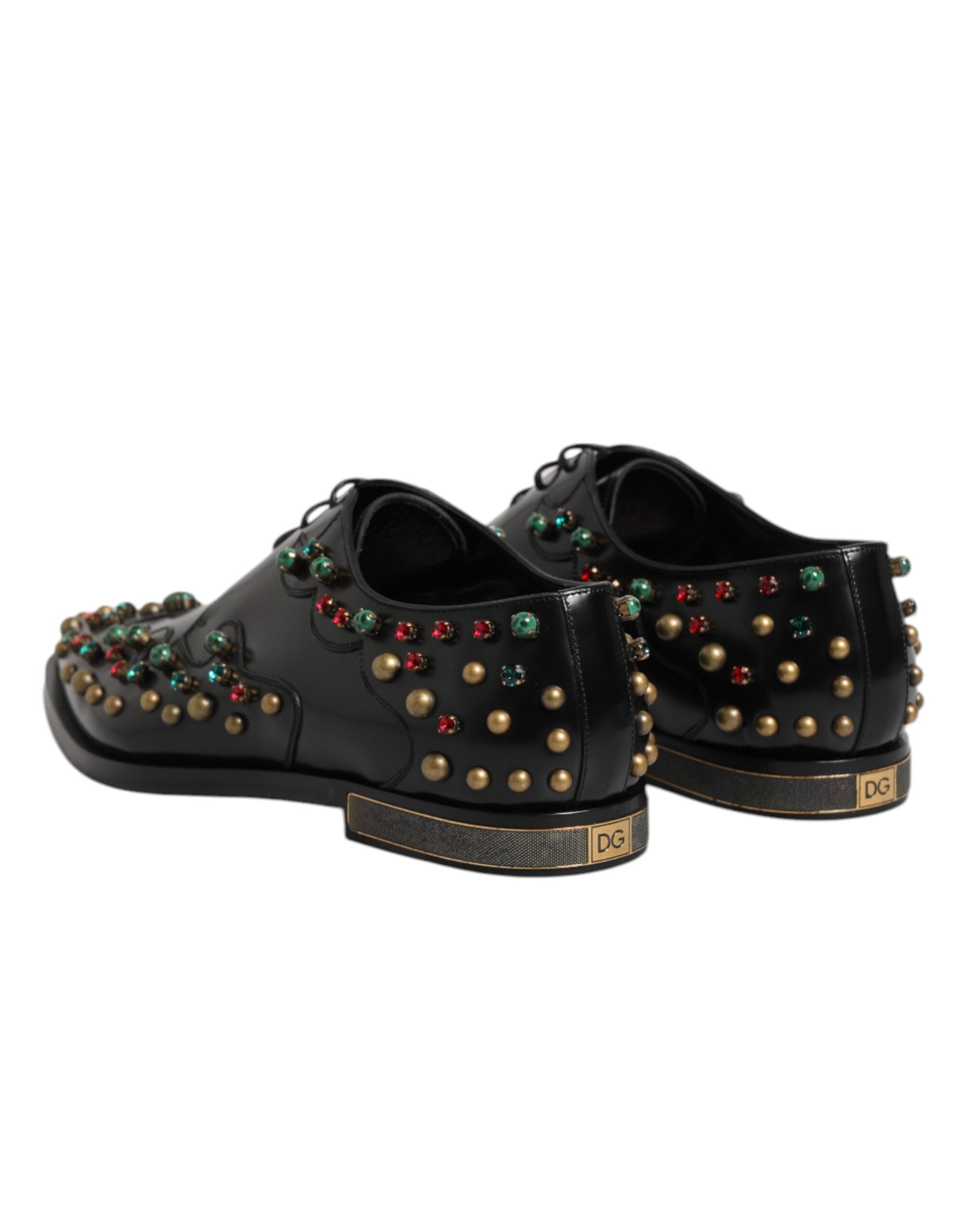 Dolce & Gabbana Black Leather Derby Dress Studded Shoes -   -  Dolce & Gabbana.