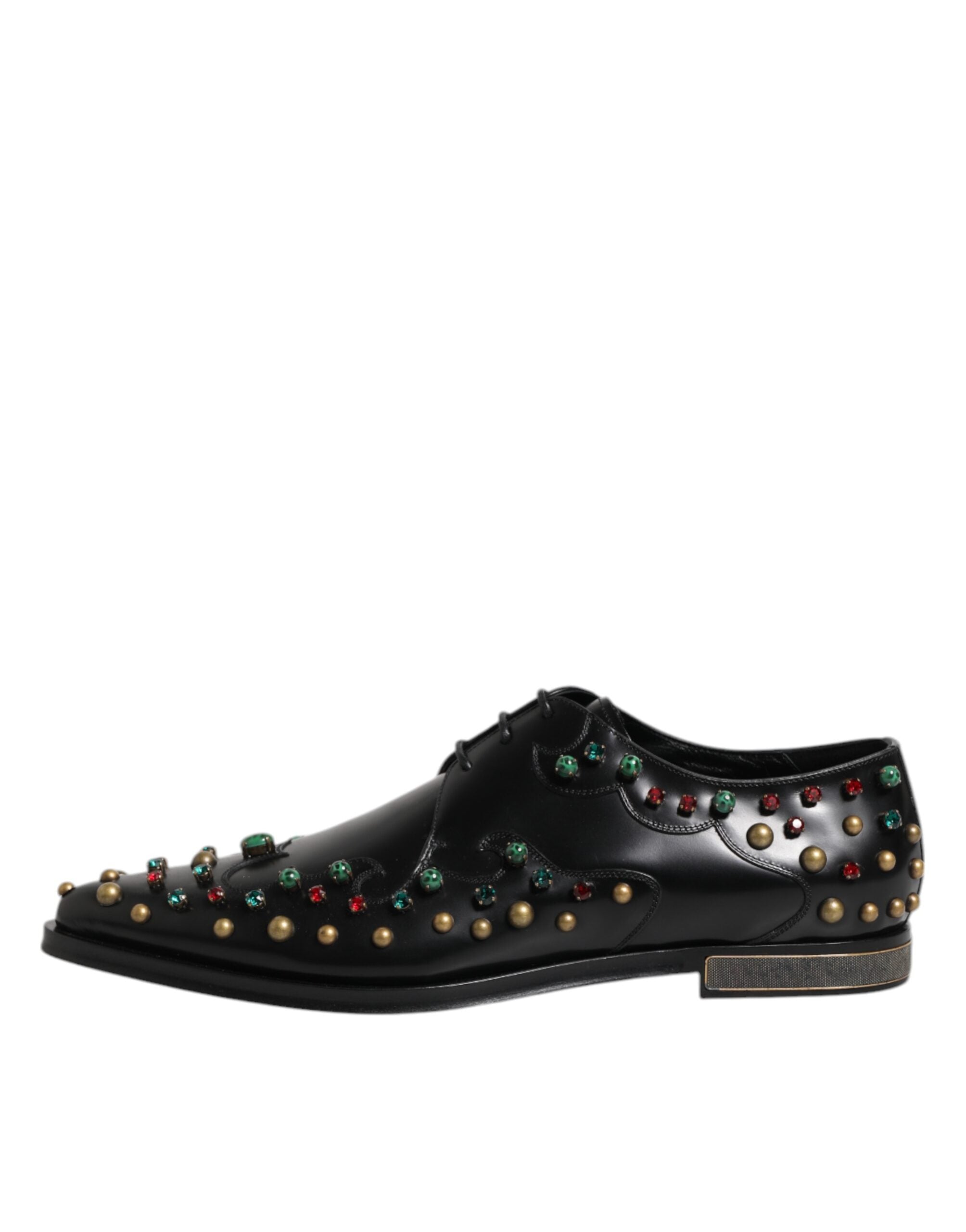 Dolce & Gabbana Black Leather Derby Dress Studded Shoes -   -  Dolce & Gabbana.