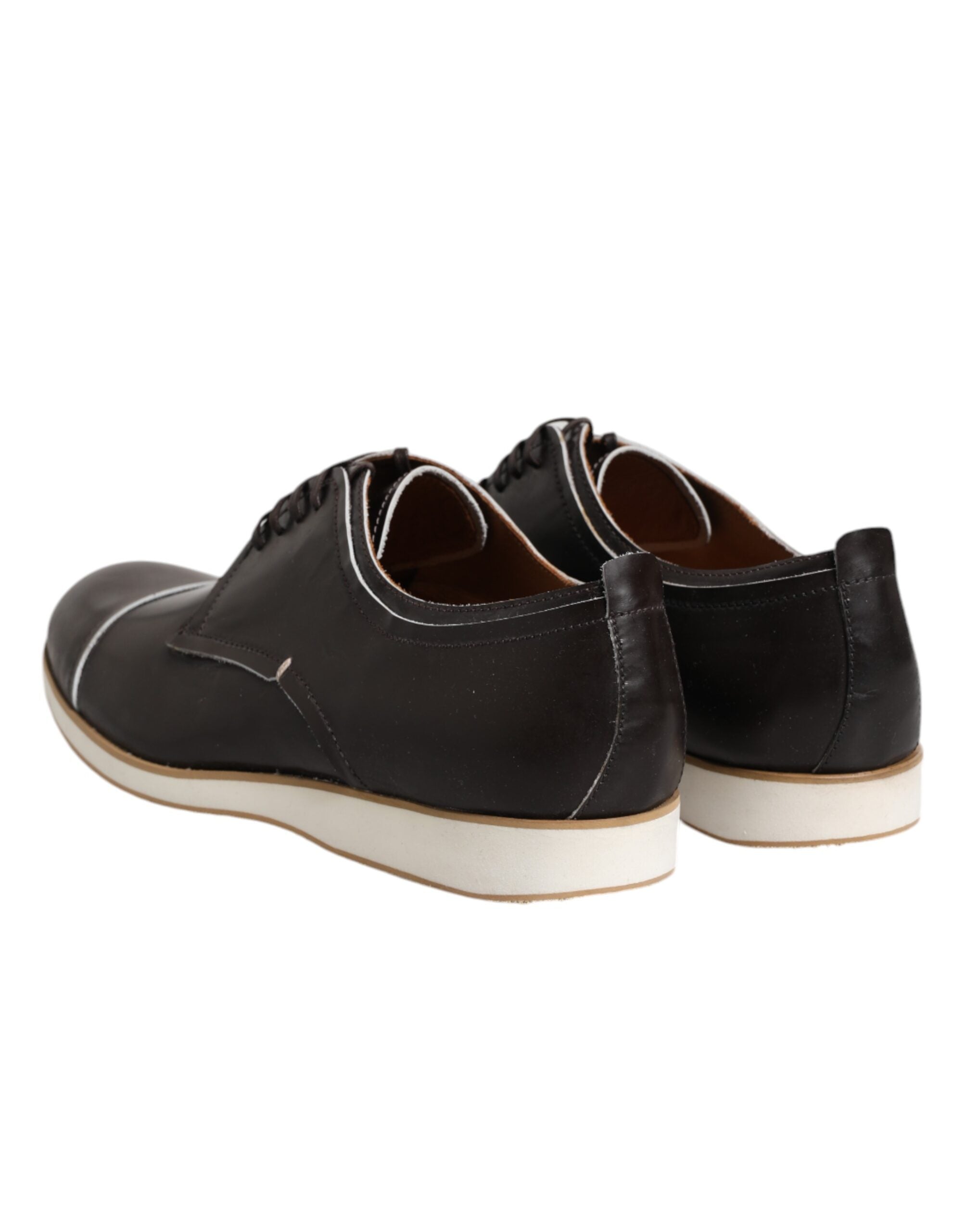 Pollini Dark Brown Leather Derby Lace Up Dress Formal Shoes -   -  Pollini.