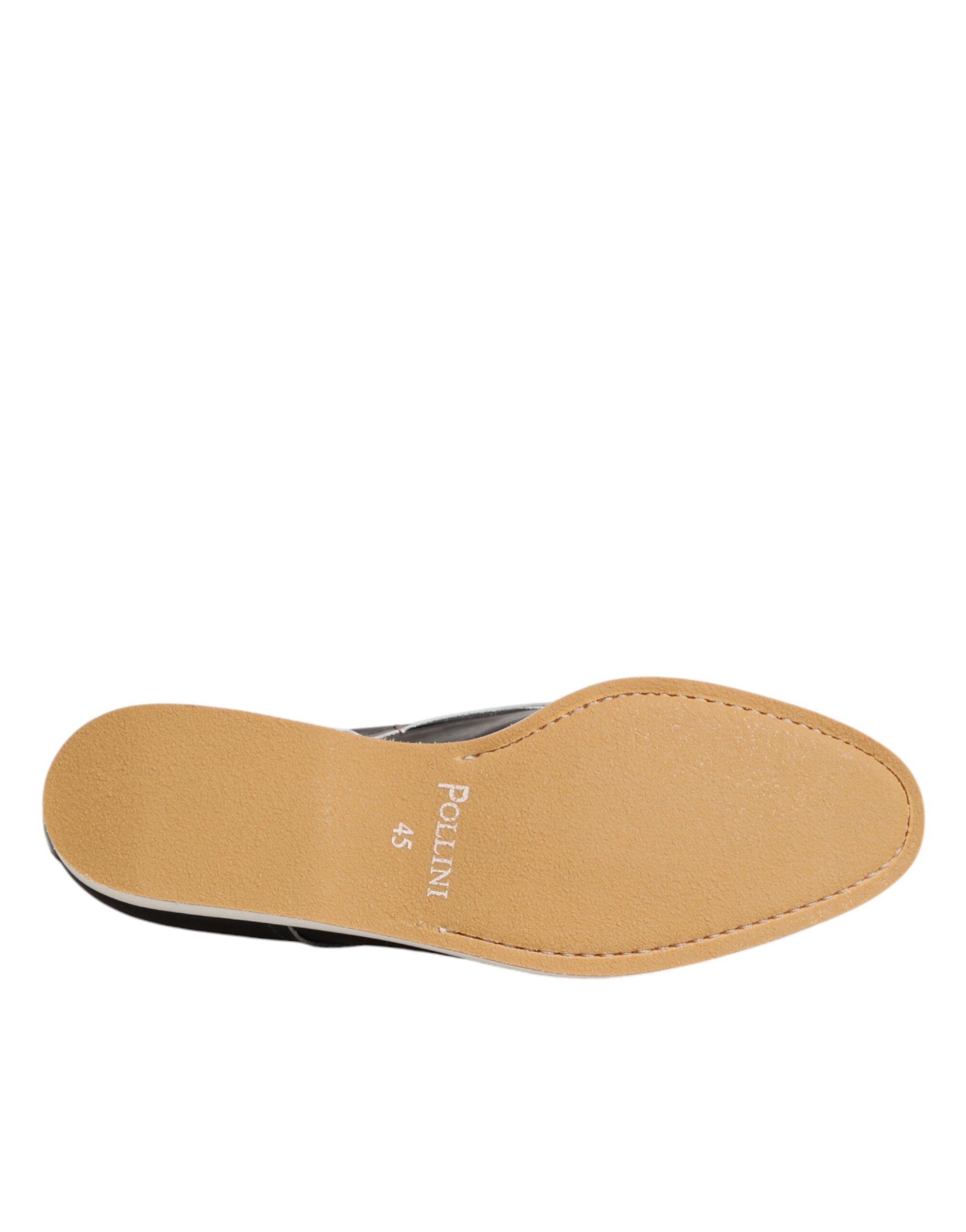 Pollini Dark Brown Leather Derby Lace Up Dress Formal Shoes -   -  Pollini.