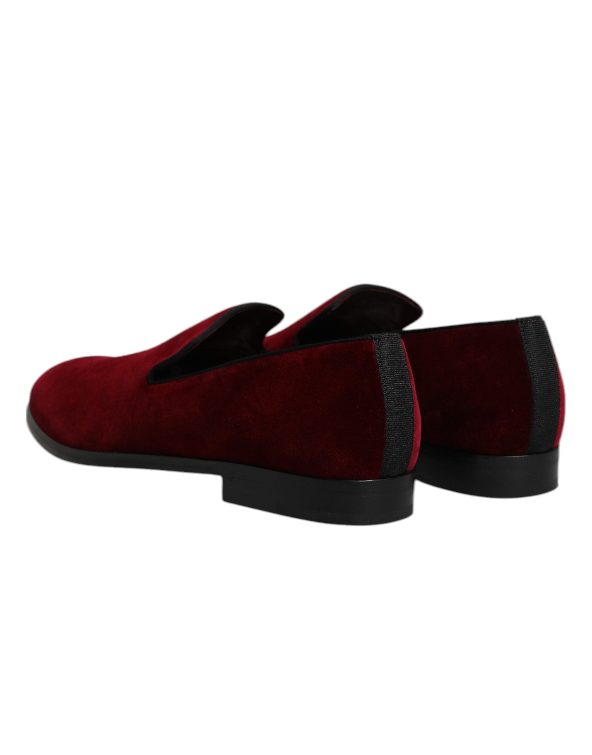 Dolce & Gabbana Red Cotton Velvet Slip On Loafers Formal Shoes -   -  Dolce & Gabbana.