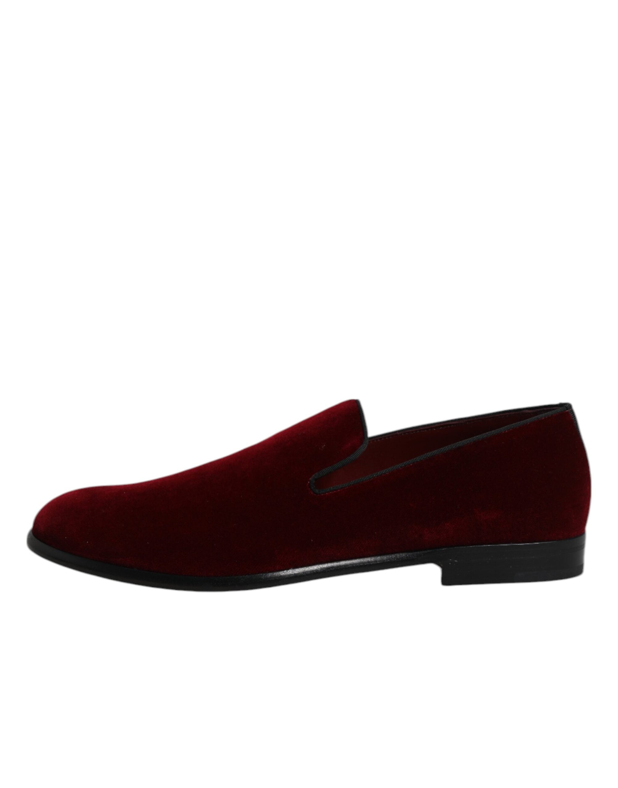 Dolce & Gabbana Red Cotton Velvet Slip On Loafers Formal Shoes -   -  Dolce & Gabbana.