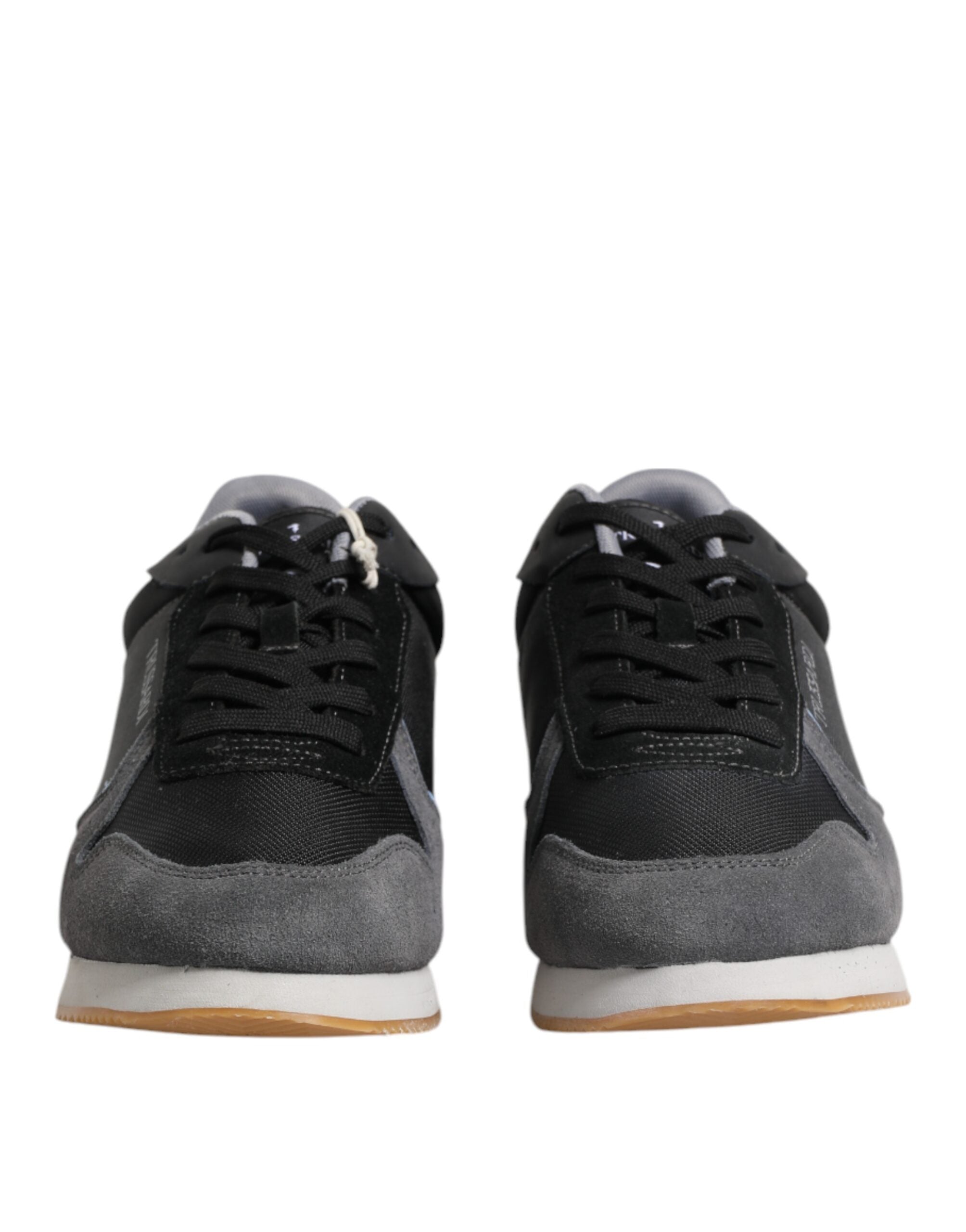 Trussardi Black Gray Lace Up Low Top Casual Sneakers Shoes -   -  Trussardi.