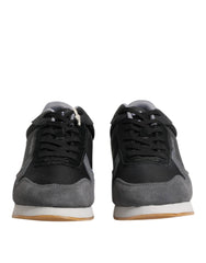 Trussardi Black Gray Lace Up Low Top Casual Sneakers Shoes -   -  Trussardi.