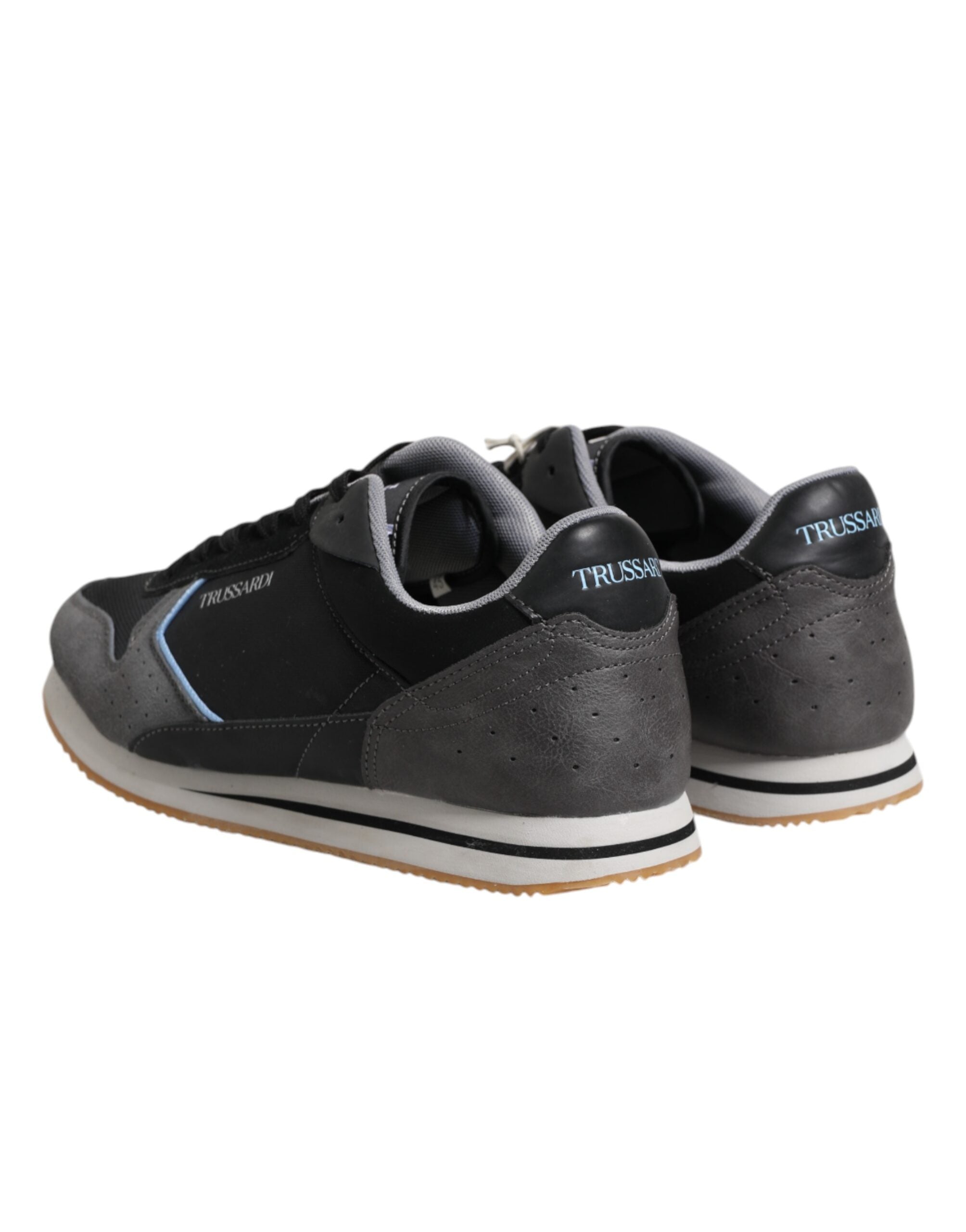 Trussardi Black Gray Lace Up Low Top Casual Sneakers Shoes -   -  Trussardi.