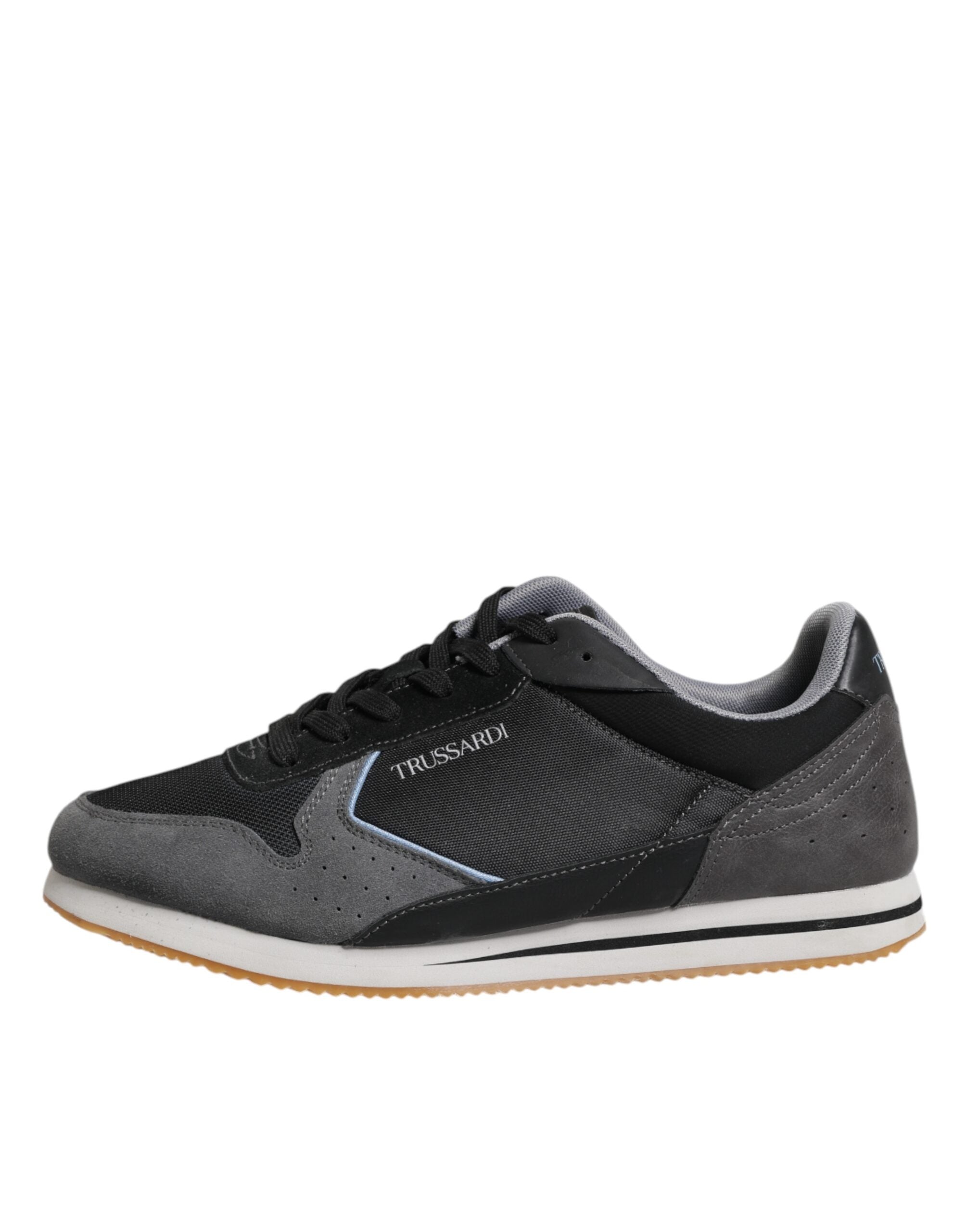 Trussardi Black Gray Lace Up Low Top Casual Sneakers Shoes -   -  Trussardi.