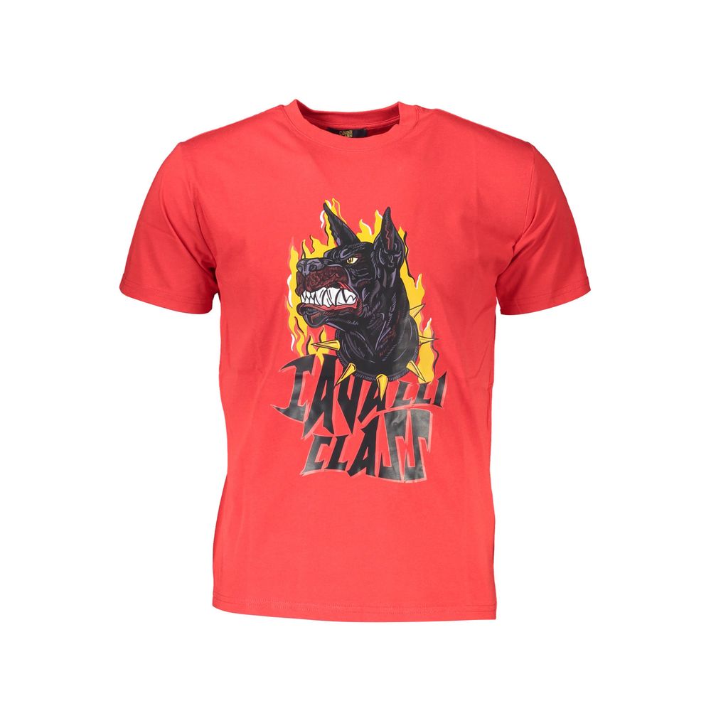 Cavalli Class Red Cotton Men T-Shirt -   -  Cavalli Class.