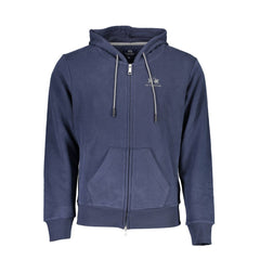 La Martina Elegant Blue Hooded Sweatshirt with Zip Detail -   -  La Martina.