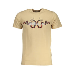 Cavalli Class Beige Cotton T-Shirt -   -  Cavalli Class.