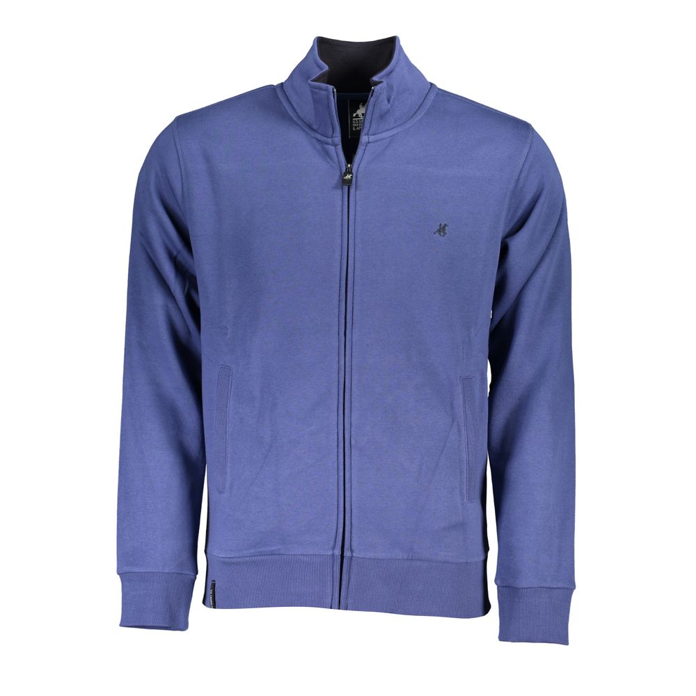 U.S. Grand Polo Classic Blue Zippered Sweatshirt with Embroidery -   -  U.S. Grand Polo.