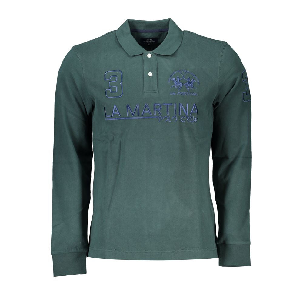 La Martina Classic Green Polo Shirt with Embroidery Detail -   -  La Martina.