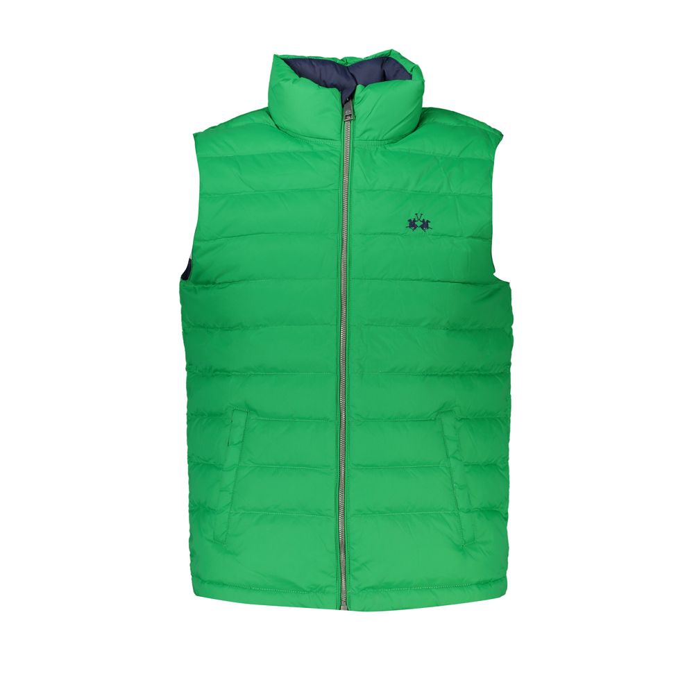 La Martina Sleek Sleeveless Green Jacket with Embroidery -   -  La Martina.