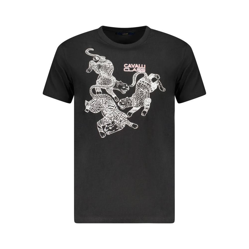 Cavalli Class Black Cotton Men T-Shirt -   -  Cavalli Class.