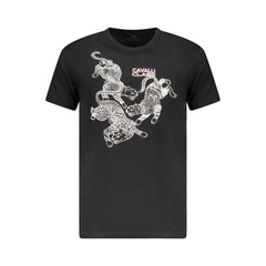 Cavalli Class Black Cotton Men T-Shirt -   -  Cavalli Class.