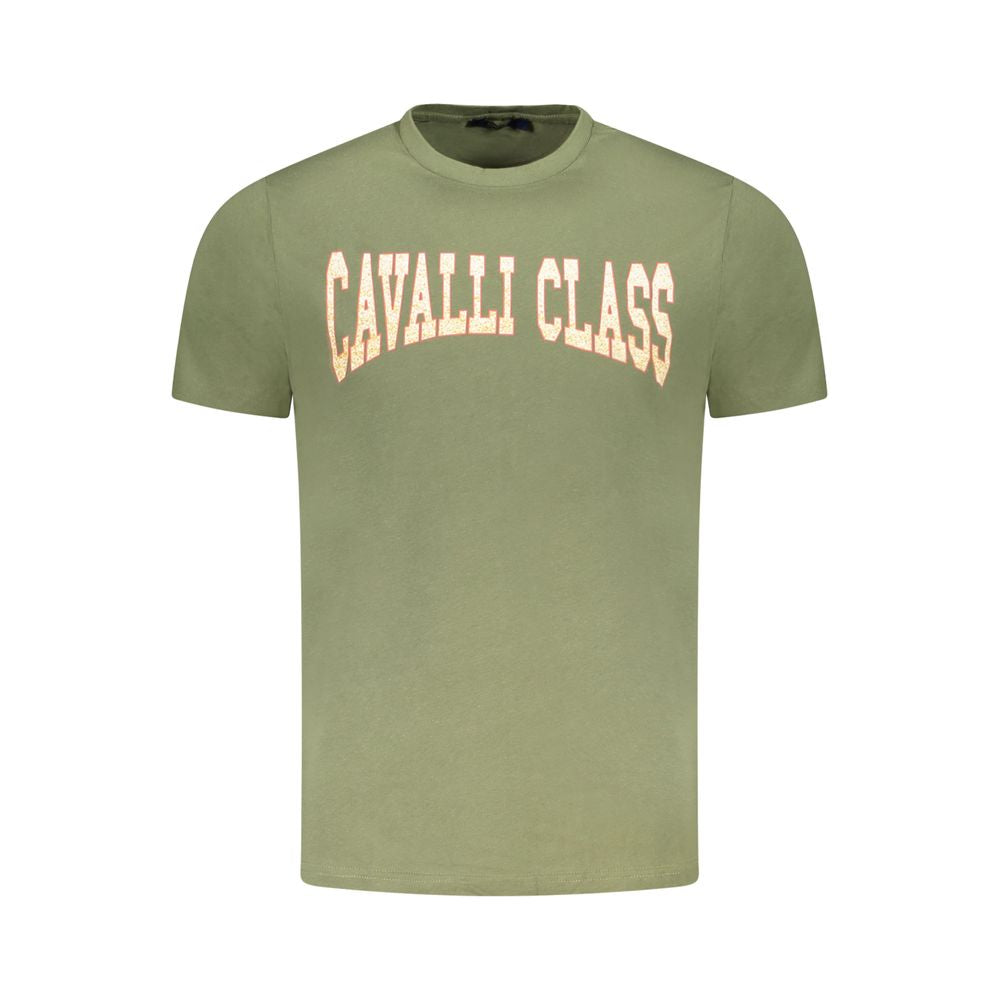 Cavalli Class Green Cotton Men T-Shirt -   -  Cavalli Class.