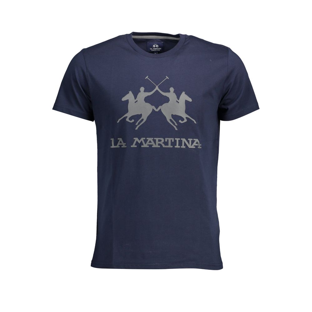 La Martina Chic Crew Neck Cotton Tee in Blue -   -  La Martina.