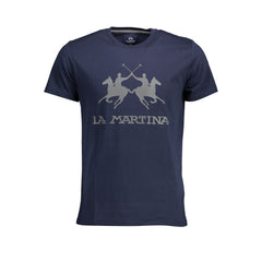 La Martina Chic Crew Neck Cotton Tee in Blue -   -  La Martina.