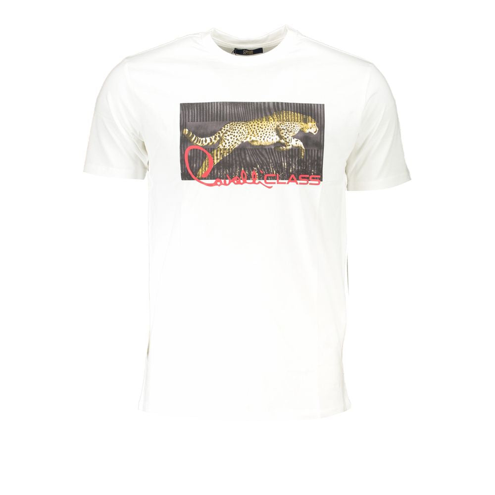 Cavalli Class White Cotton T-Shirt -   -  Cavalli Class.