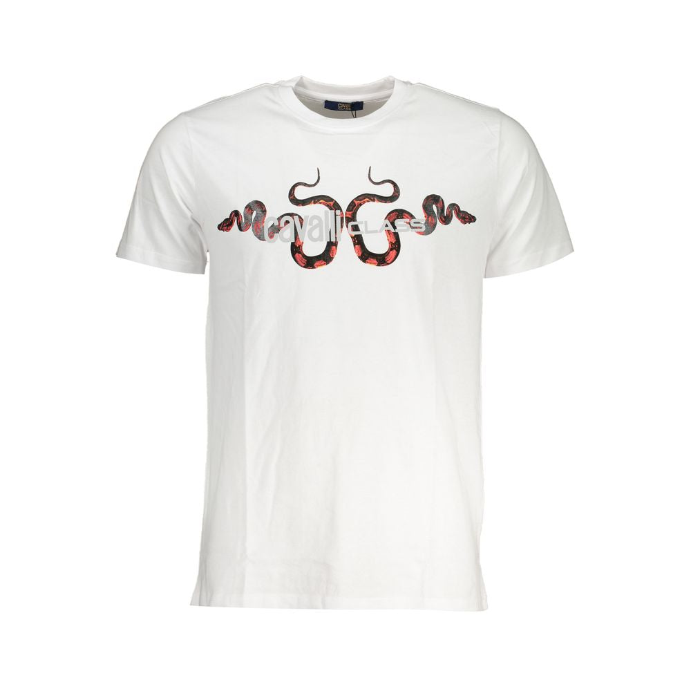 Cavalli Class White Cotton T-Shirt -   -  Cavalli Class.