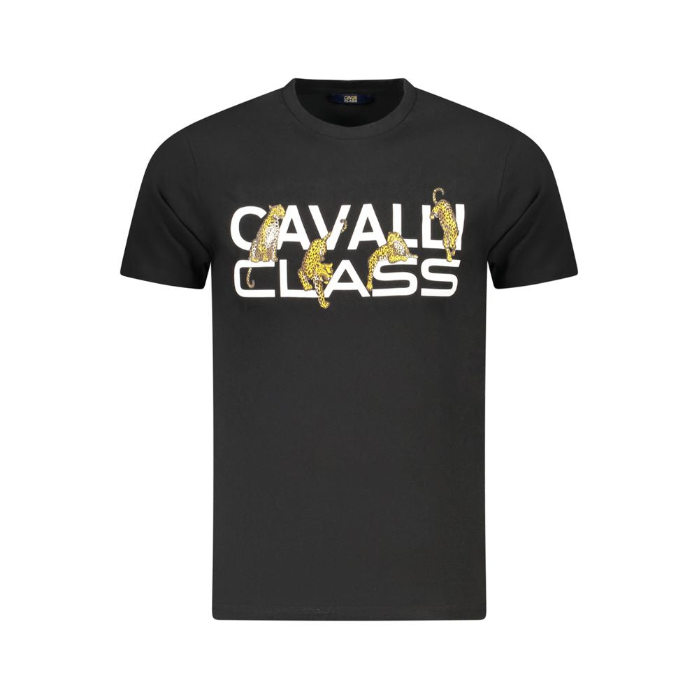Cavalli Class Black Cotton Men T-Shirt -   -  Cavalli Class.